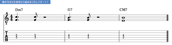 頭が付点4分音符から始まるリズムパターン1